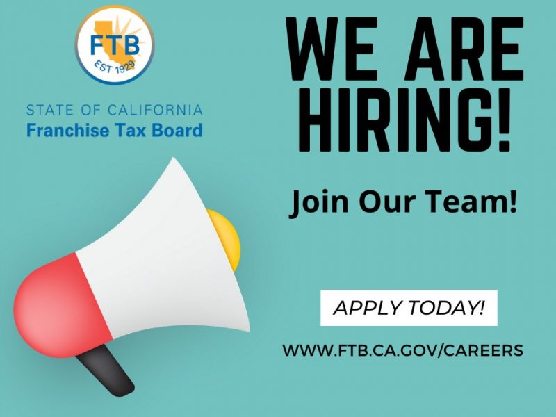 FTB is hiring! The incumbent provides administrative and technical direction